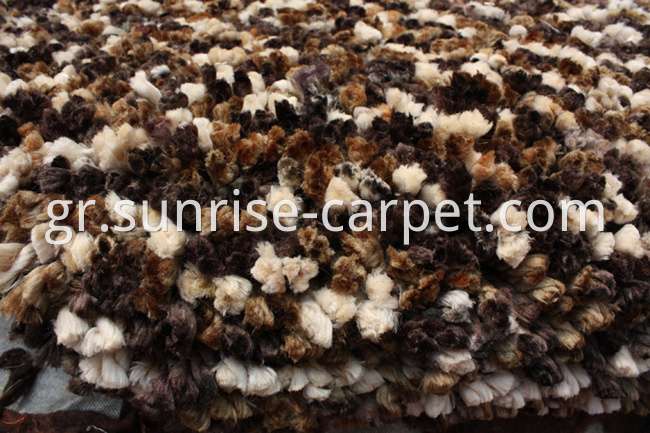 100% Polyester Shaggy rug brown color